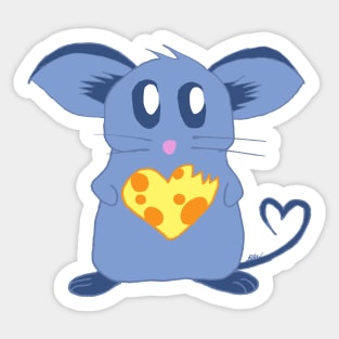 Cute Mouse With Cheese Heart Sticker